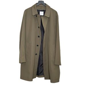 Sanyo Men’s Modern Trench Coat Dark Khaki 46R Midweight